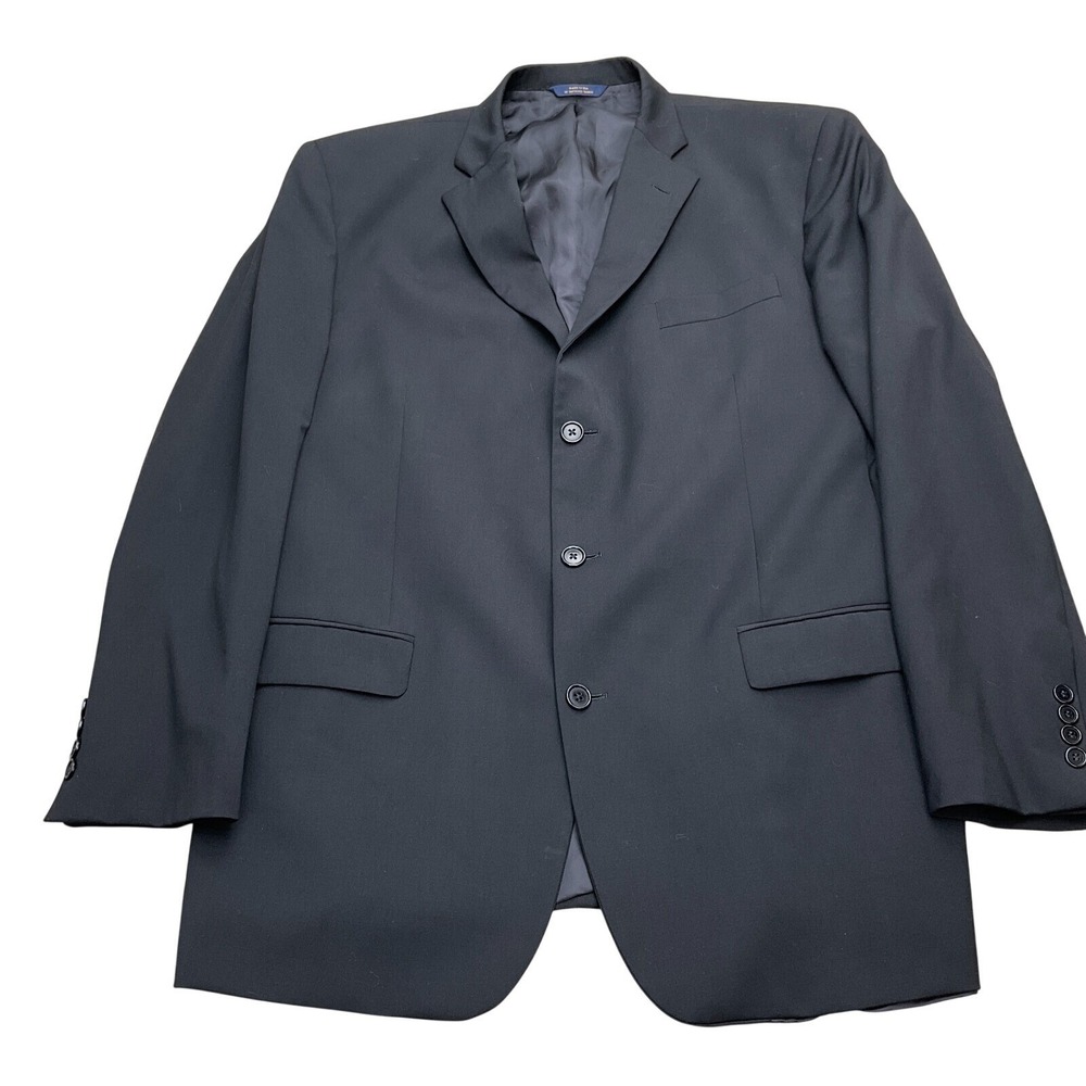 Hart Schaffner Marx Blazer Mens 44L Charcoal Gray Pinstripe USA VTG